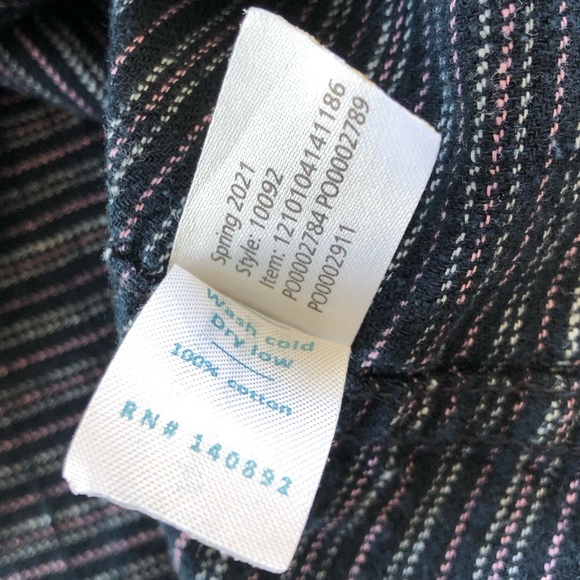 Marine Layer Simple Stripe Selvage Shirt in Mood Indigo/White Stripe.100% Cotton - Picture 9 of 10